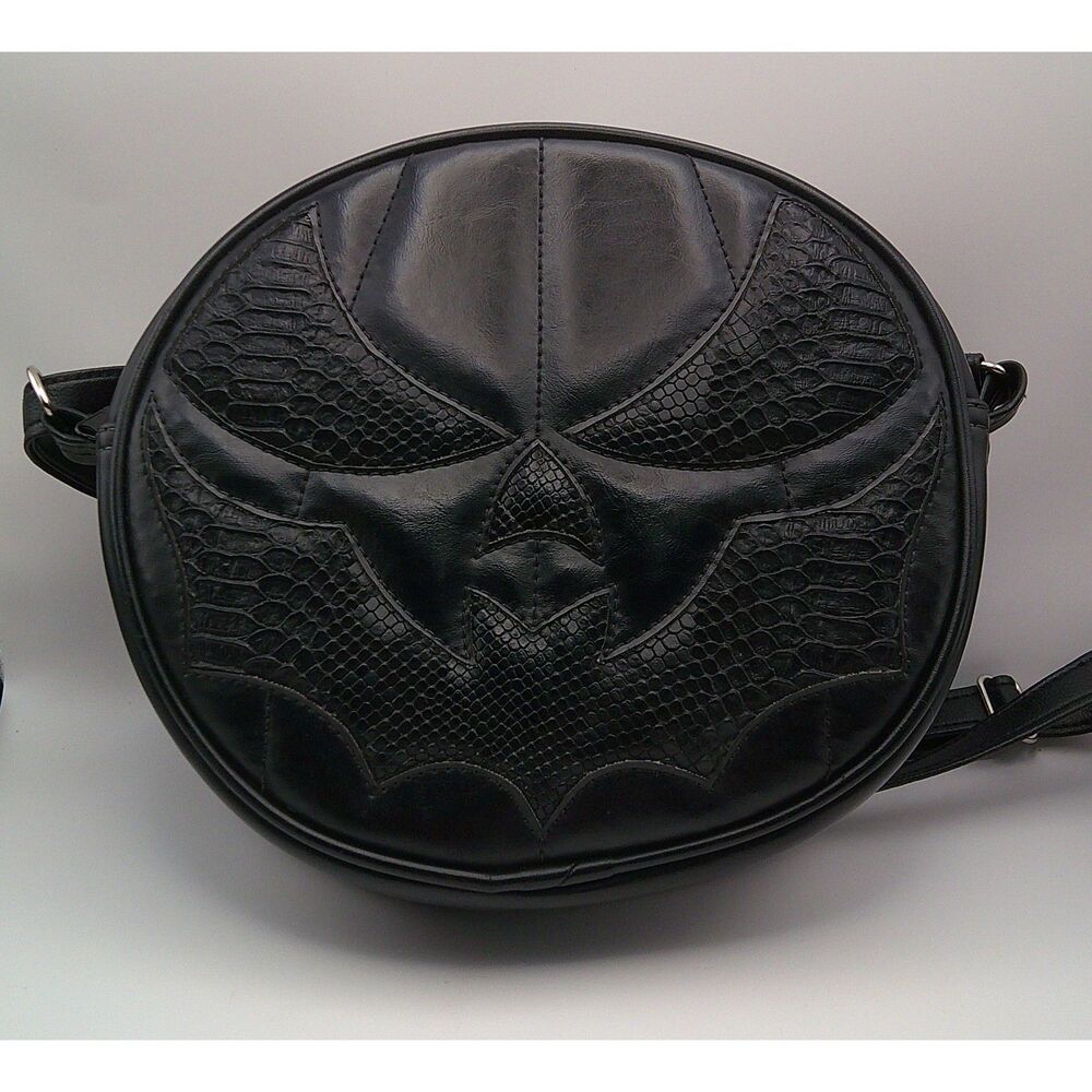 Love Pain & Stitches Pumpkin Handcrafted Batface Croc Crossbody Bag